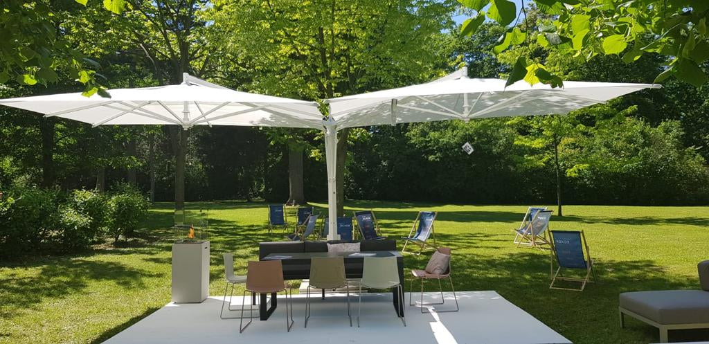Doppio European Sun Shade System with Single Pole and Two Canopies by Fim