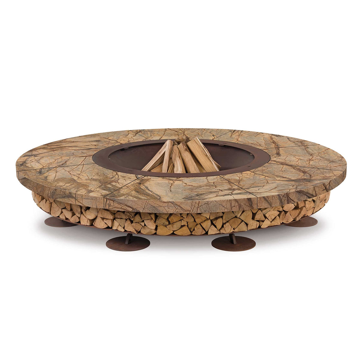 Ercole Rainforest Brown 250 - Outdoor Fire Pit Marble Brown - AK47