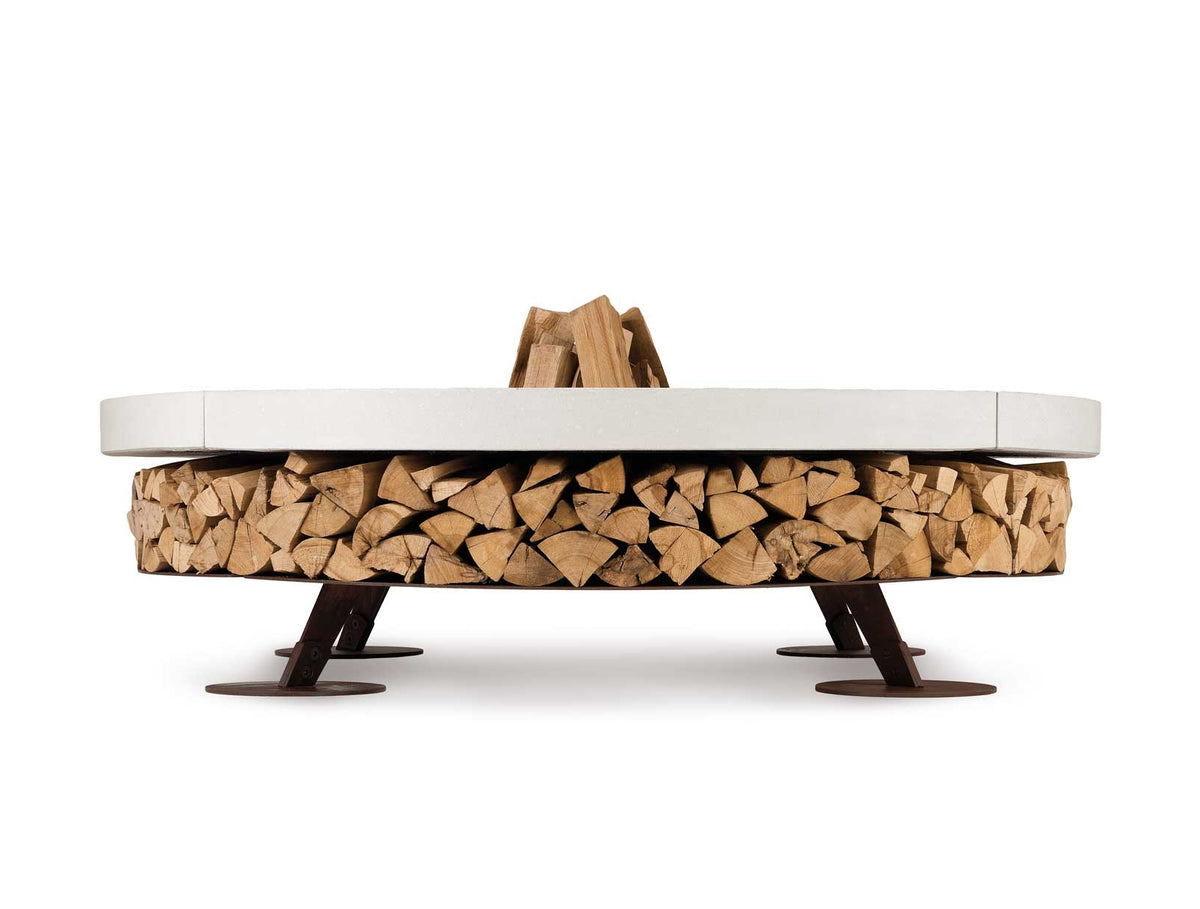 Vue de face - Ercole White 150 - Brasero Béton Blanc - AK47