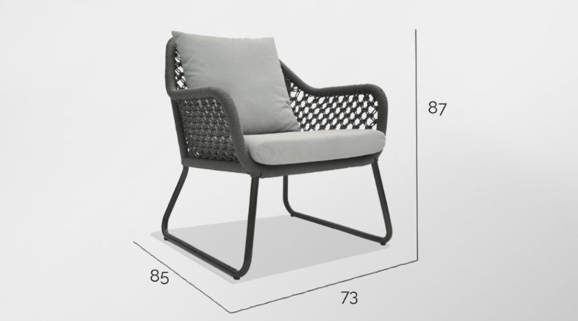 Fauteuil d'extérieur tressage corde MOMA - dimensions