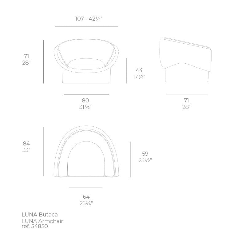 dimensions indoor outdoor armchair Luna Vondom
