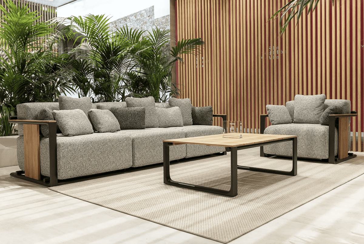 High Class Outdoor Armchair With Confortable Seating And Wood Metallic Armrests VONDOM TULUM Lounge