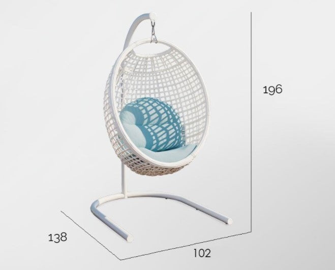 Dynasty hanging chair on stand - dimensions