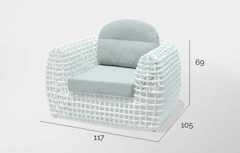 Fauteuil tressé pour salon de jardin DYNASTY - dimensions