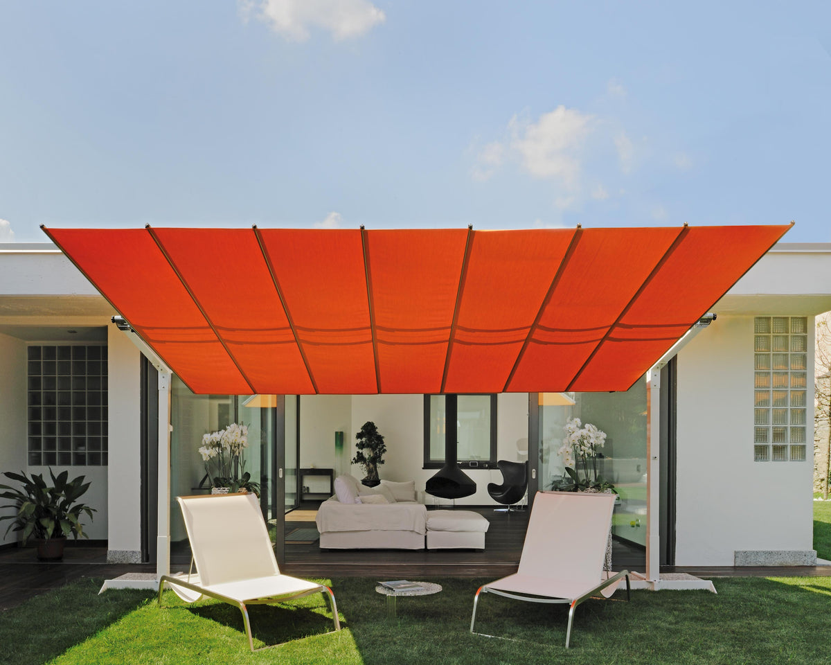 Systeme de Parasol Autoportant Flexy Structure Aluminium Blanc par Fim
