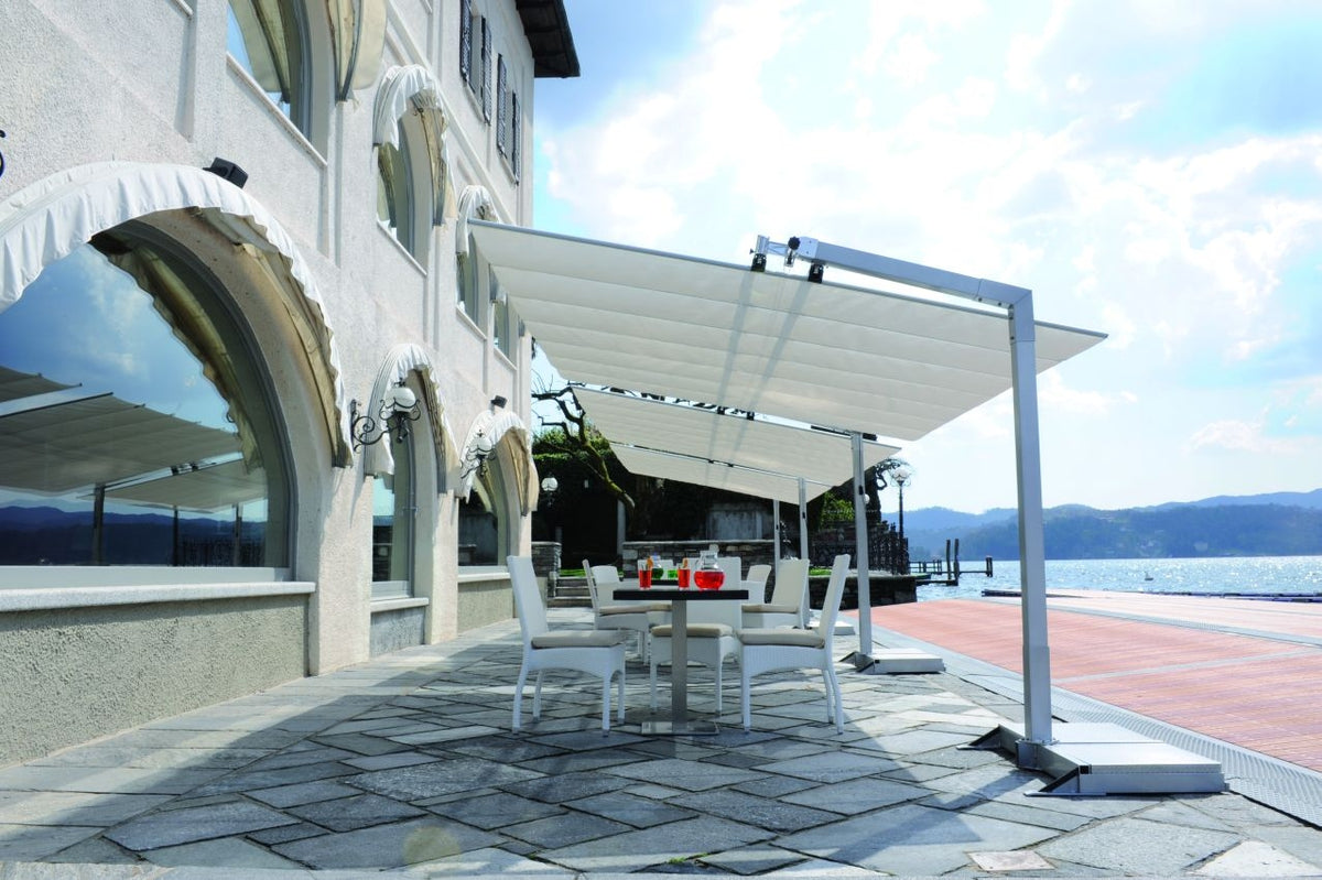 Parasol Modulaire FLEXY avec panneaux inclinables pour Terrasse de Bar Cafe Bistrot Restaurant