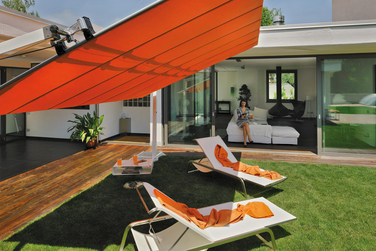 Parasol Rectangulaire avec Store Inclinable et Deux Mats Latéraux en Aluminium Blanc