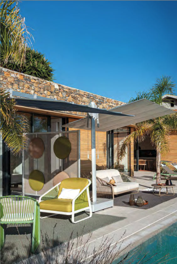 FLEXY TWIN Sun Umbrella with 2 sliding canopies Ideal Poolside and Terrace