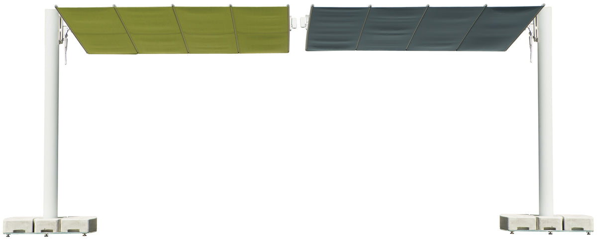 Possible combination Flexy Twin Umbrella with two Posts and two Tilting Shade Wings by Fim