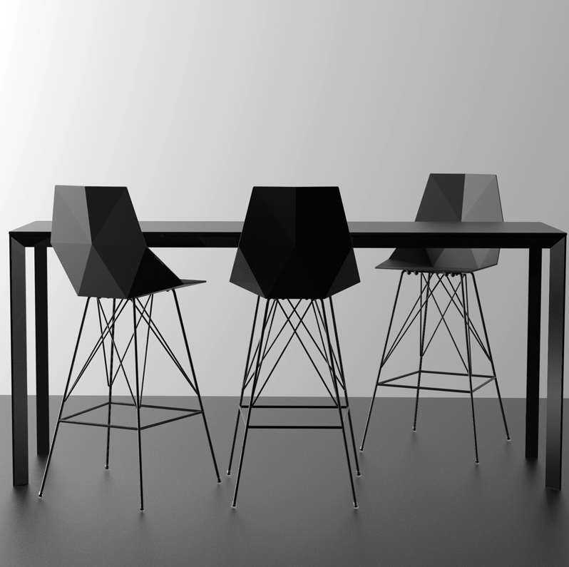 FRAME Aluminium High Table - HPL (black edge) 140x60x105