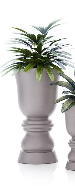 Pot de fleur forme pièce d'échec taupe