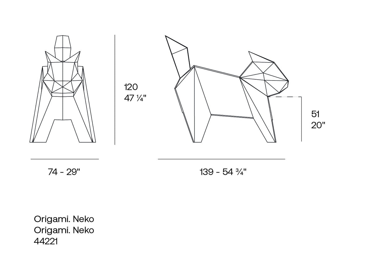 dimensions de la grande statue de jardin chat neko origami de vondom