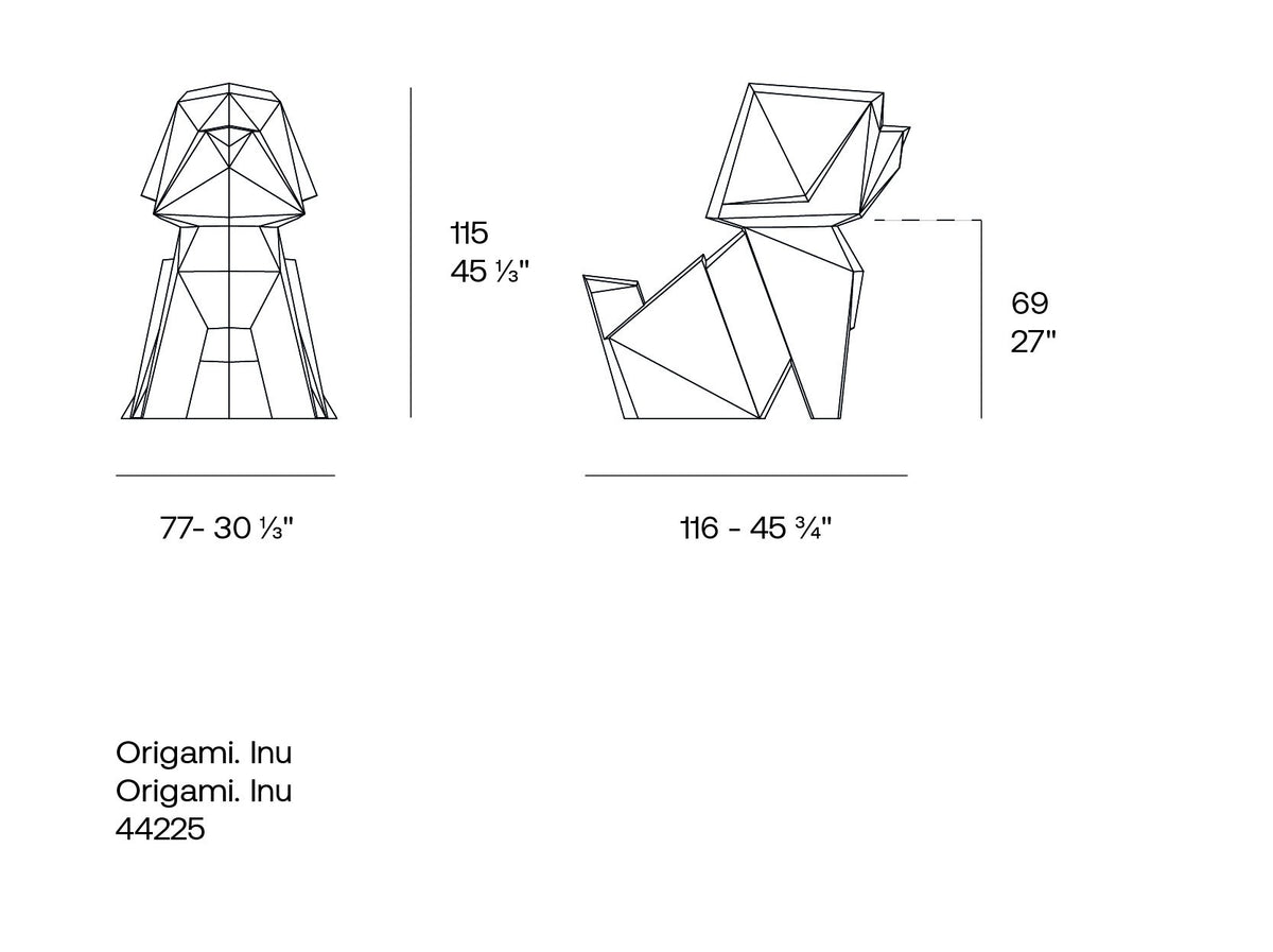 dimensions of the large inu dog garden statue by vondom
