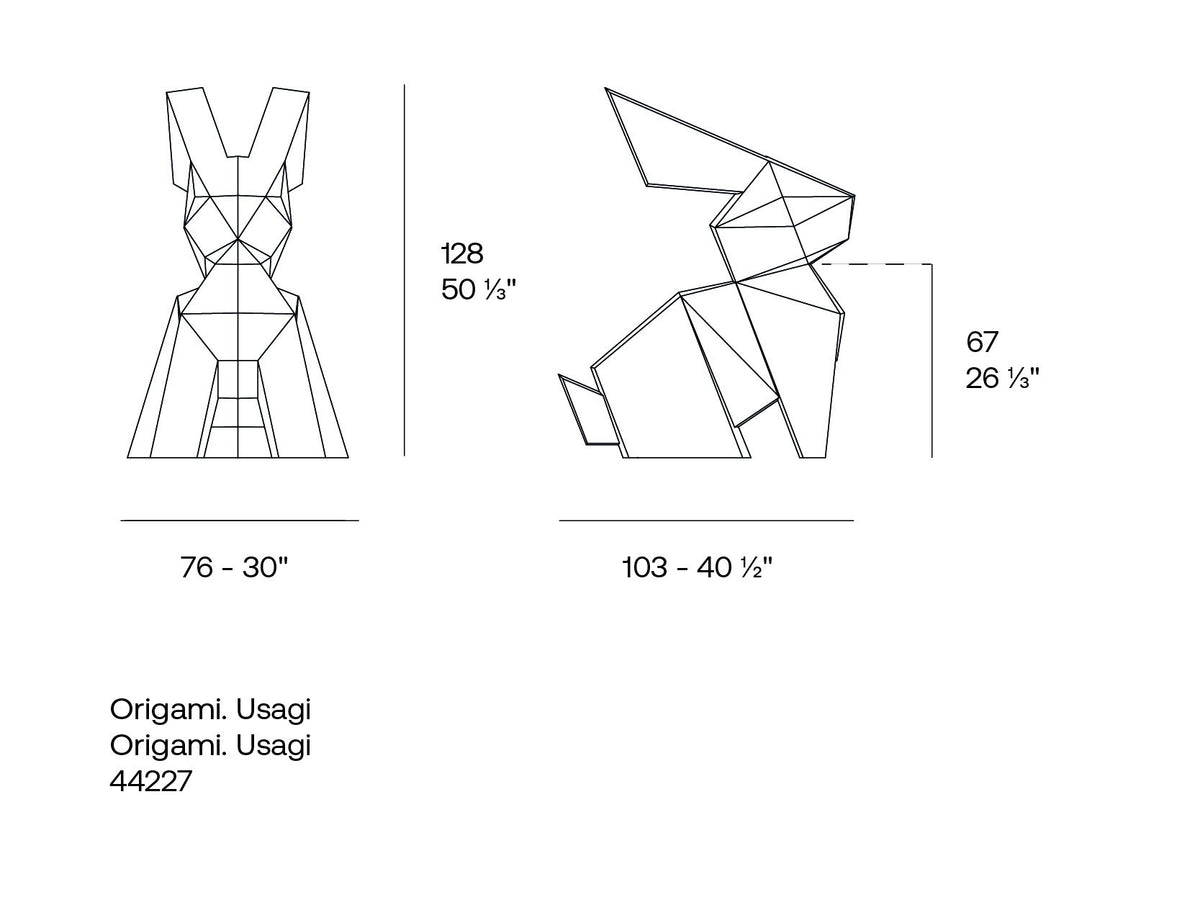 Dimensions Large Origami & Kousagi rabbit garden statue by Vondom