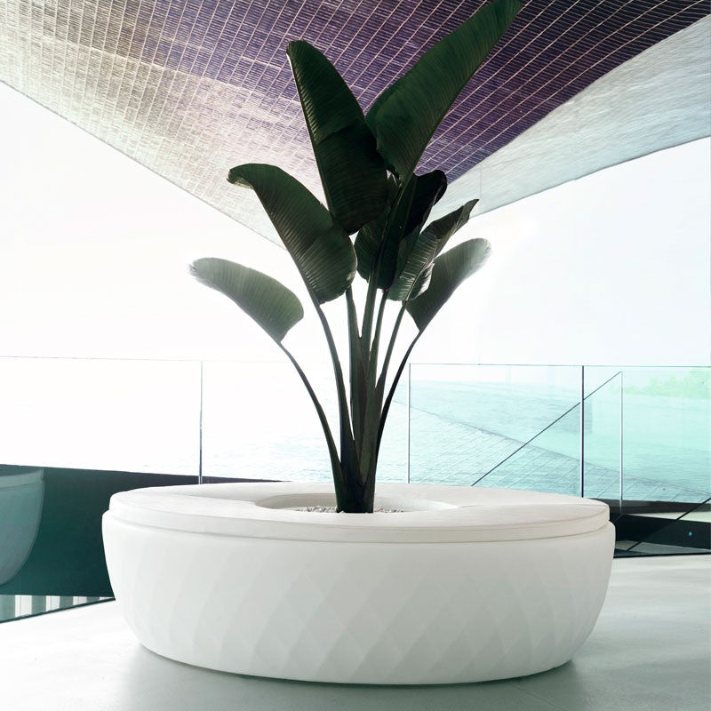 Bench with integrated round planter - VASES ISLAND - 178 cm diameter - Vondom