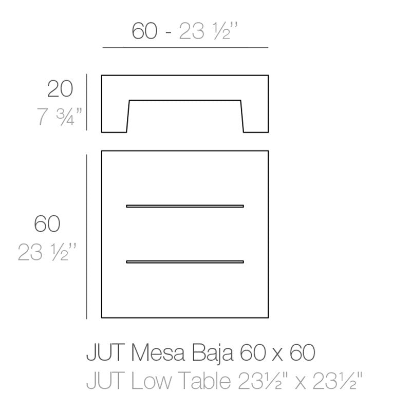 JUT design coffee table Vondom - dimensions