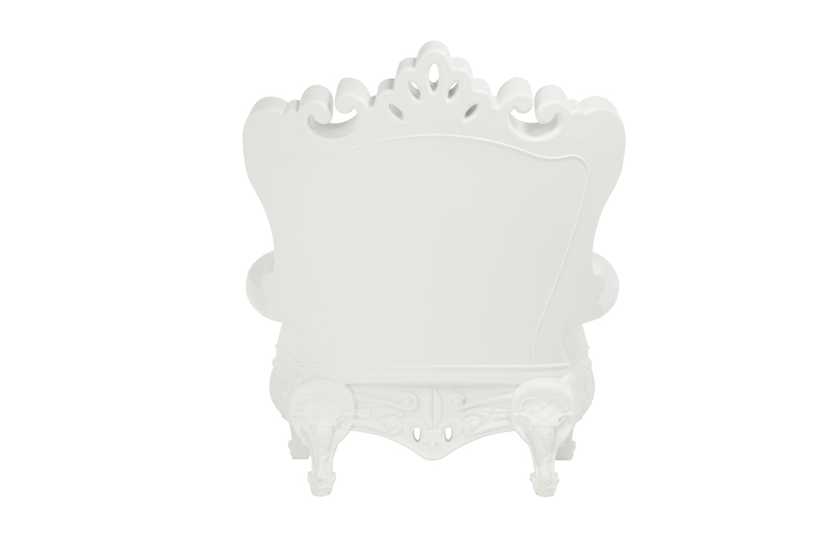 Back Armchair Glossy Color Absolute White Little Queen of Love Slide Design