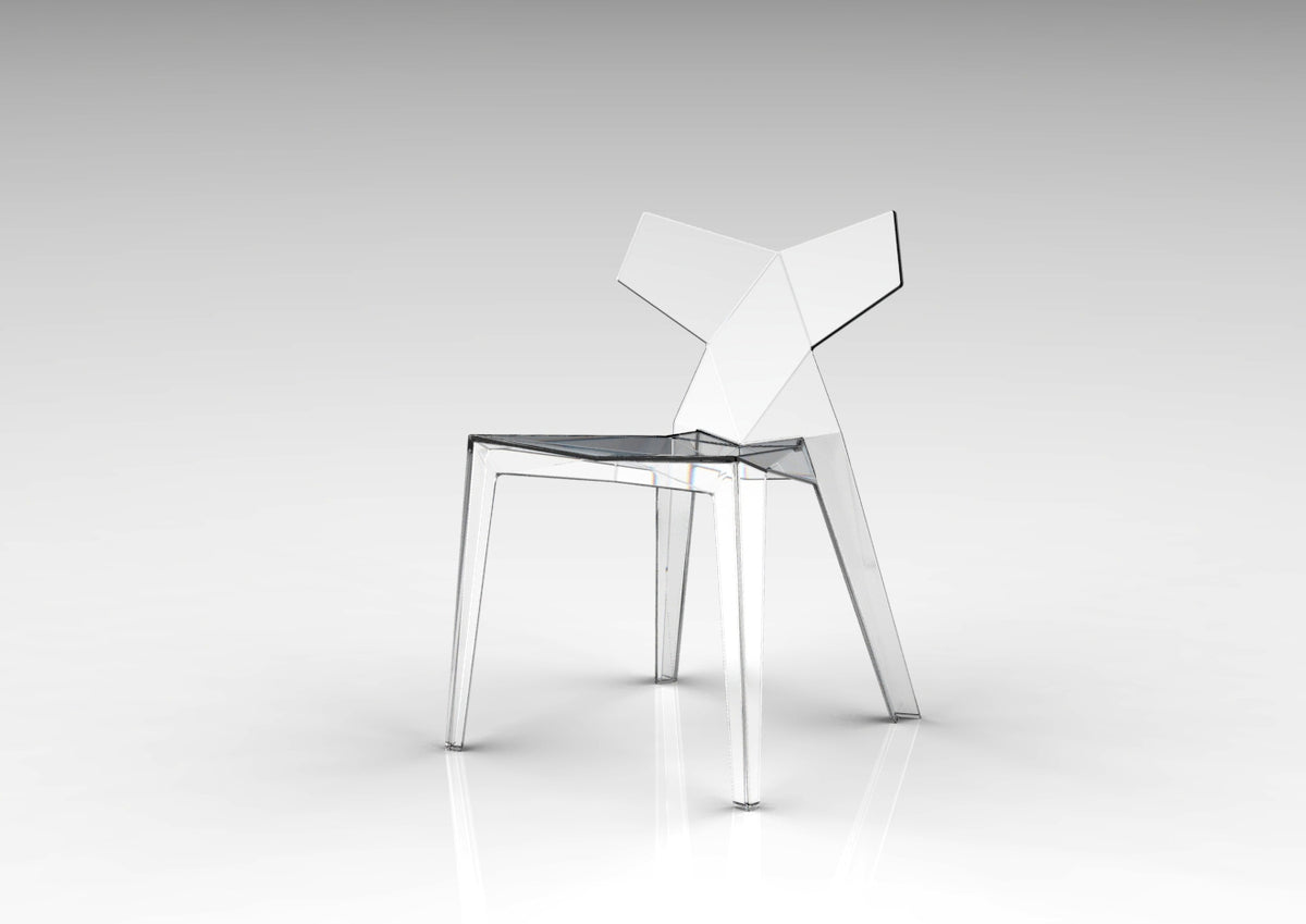 Chaise KIMONO d'inspiration origami en polycarbonate transparent