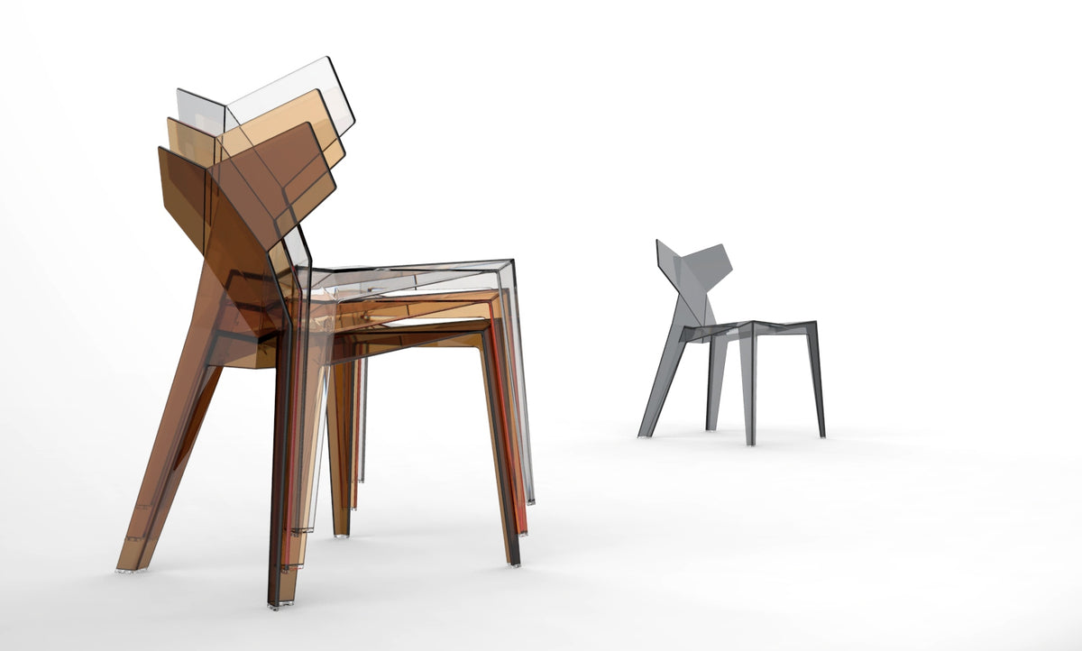 Chaises a facettes legeres et empilages KIMONO design futuriste d inspiration japonaise