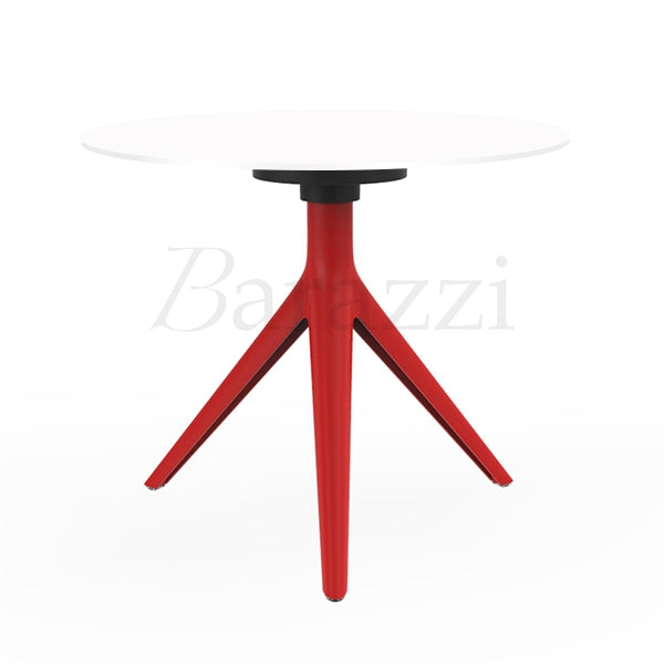 MARI-SOL Round Table with 3 Legs Red Structure and White Table Top Made in Europe