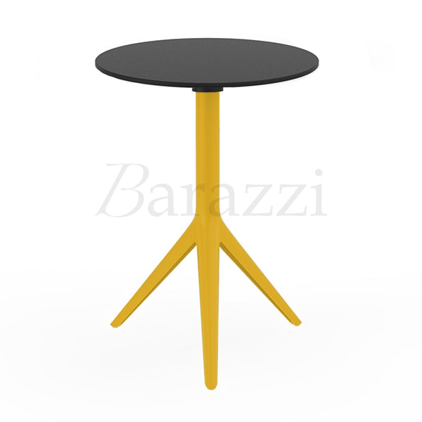 MARI-SOL Round Mustard Restaurant Table with Black Table Top for Hotels Bars Restaurants