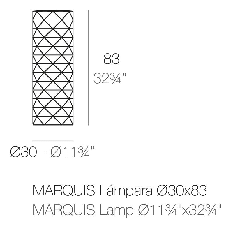 Marquis LED RGBW lamp dimensions - Vondom