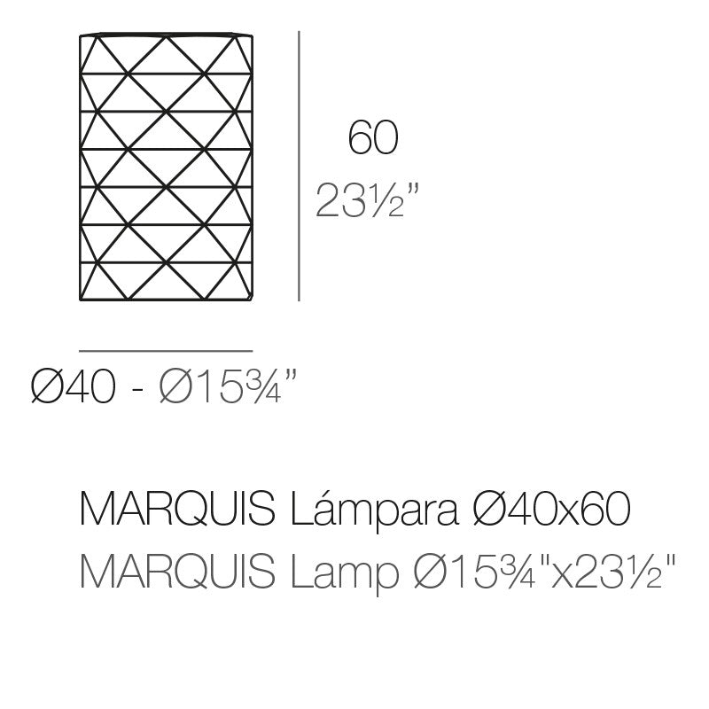 Marquis multicolour LED lamp dimensions - Vondom