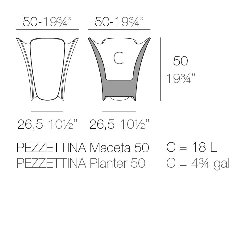 PEZZETTINA pot de fleurs design VONDOM - dimension