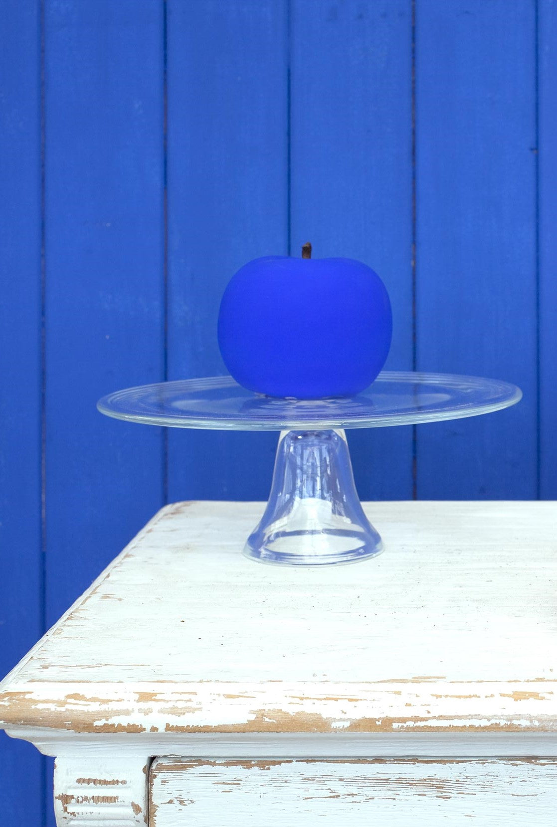 Pomme Bleu Lapis-lazuli Velours Mat Sculpture Extérieure