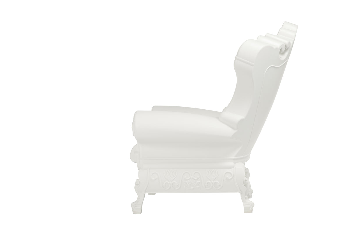 Fauteuil Couleur Blanc Laque Queen of Love Slide Design Vue Cote