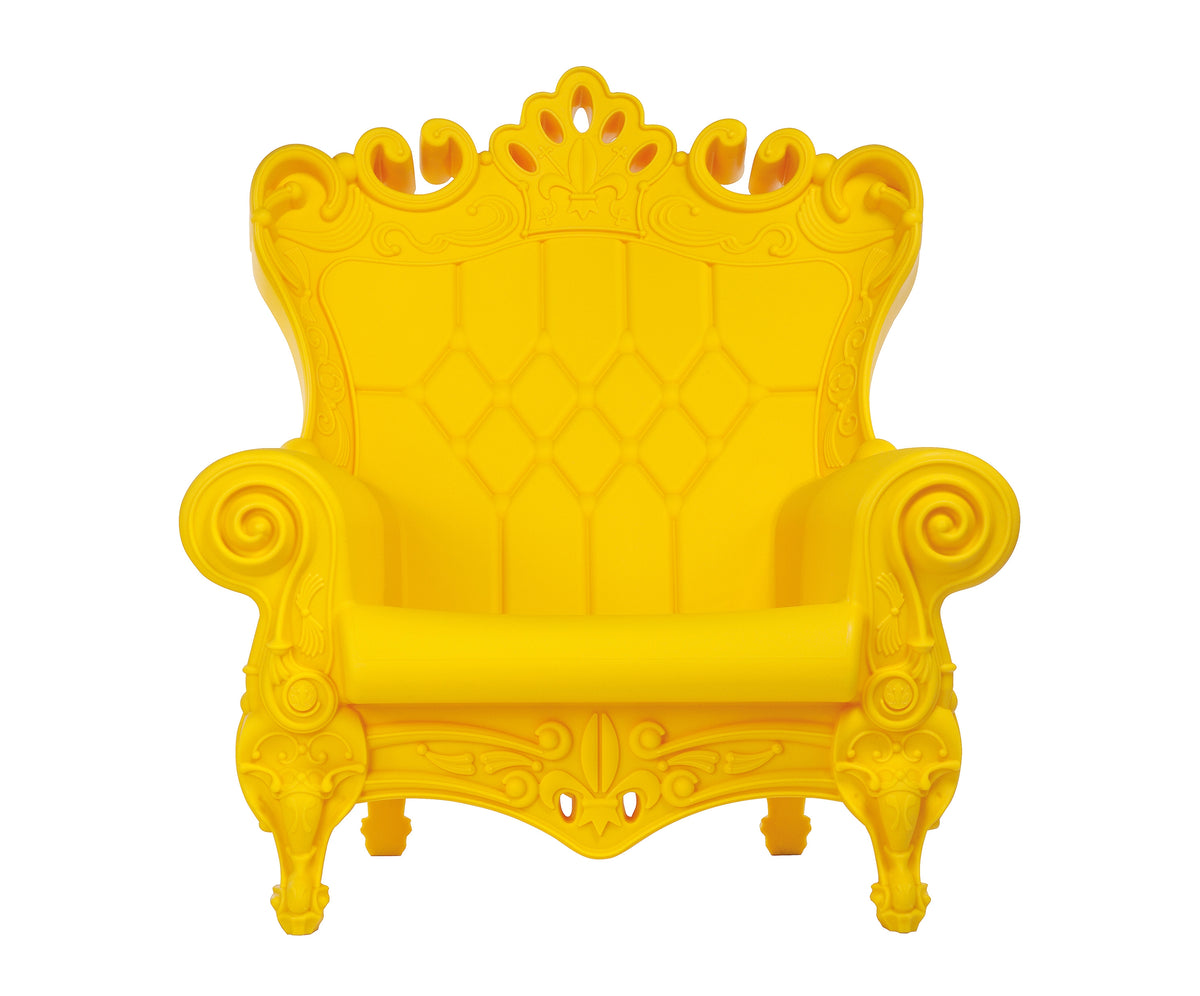 Armchair Matt Color Saffron Yellow Queen of Love Slide Design