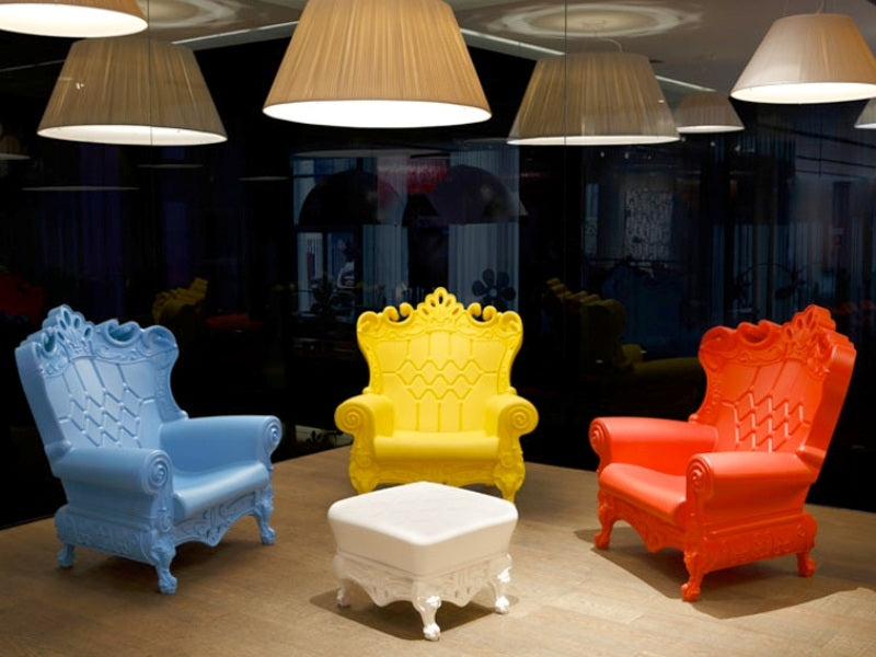 3 Armchairs Matt Color Blue Yellow Red Queen of Love Slide Design
