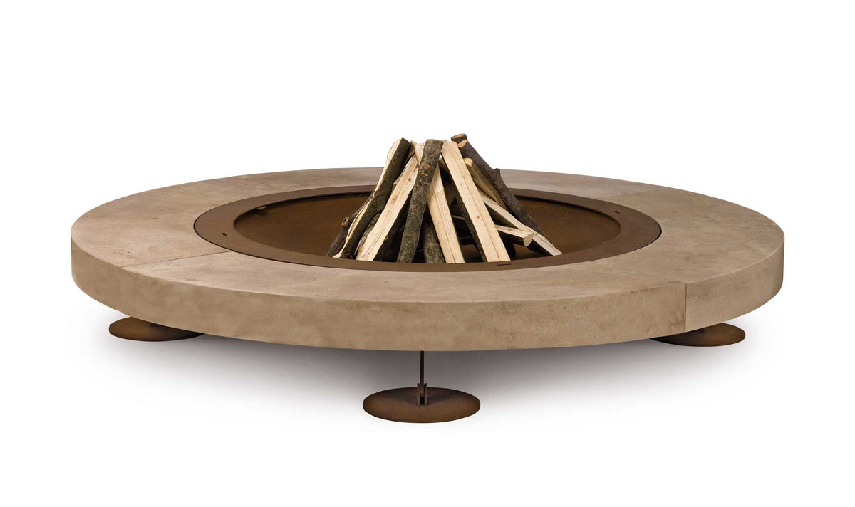 Front View - Rondo - Round Stone Outdoor Fire Pit - AK47