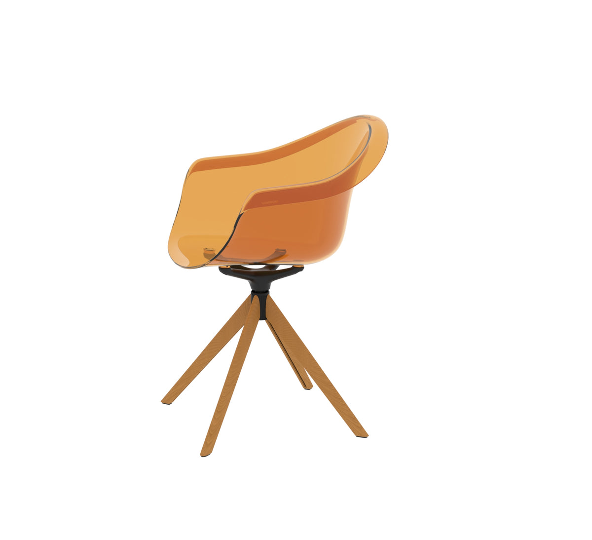 INCASSO SWIVEL ARMCHAIR WITH WOODEN LEGS - Swivel Chair with Wooden Base