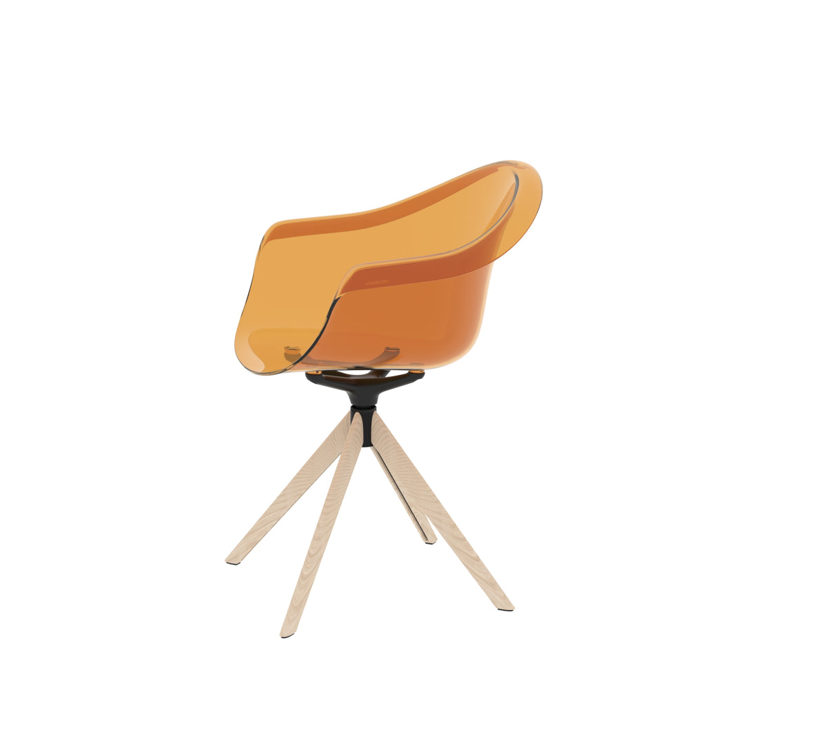 INCASSO SWIVEL ARMCHAIR WITH WOODEN LEGS - Swivel Chair with Wooden Base