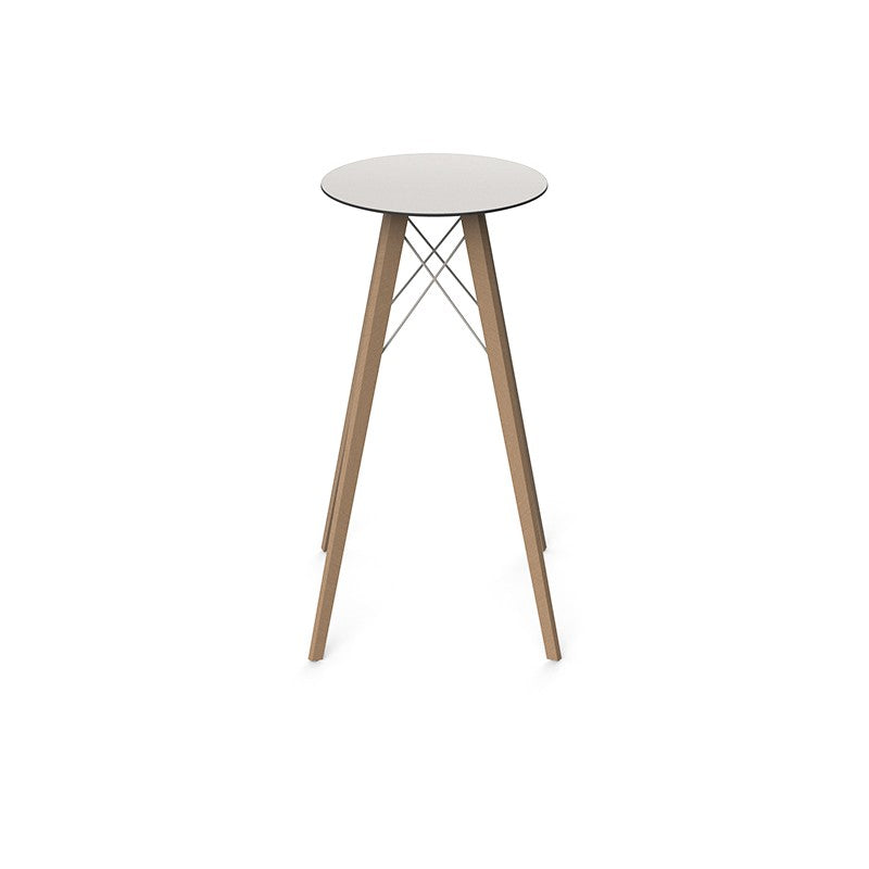 FAZ WOOD HIGH TABLE Ø50X105 - Round Wooden Eating Table
