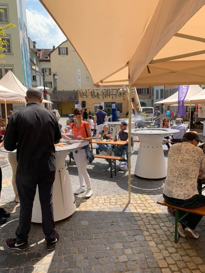 Restaurant Bar Tables with Integrated Gas BBQ Plancha FUSION High Gaz by VULX