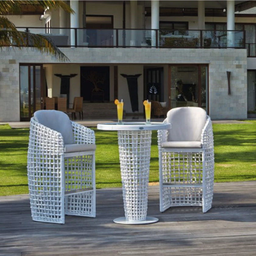 Braided Outdoor Stool With Back DYNASTY