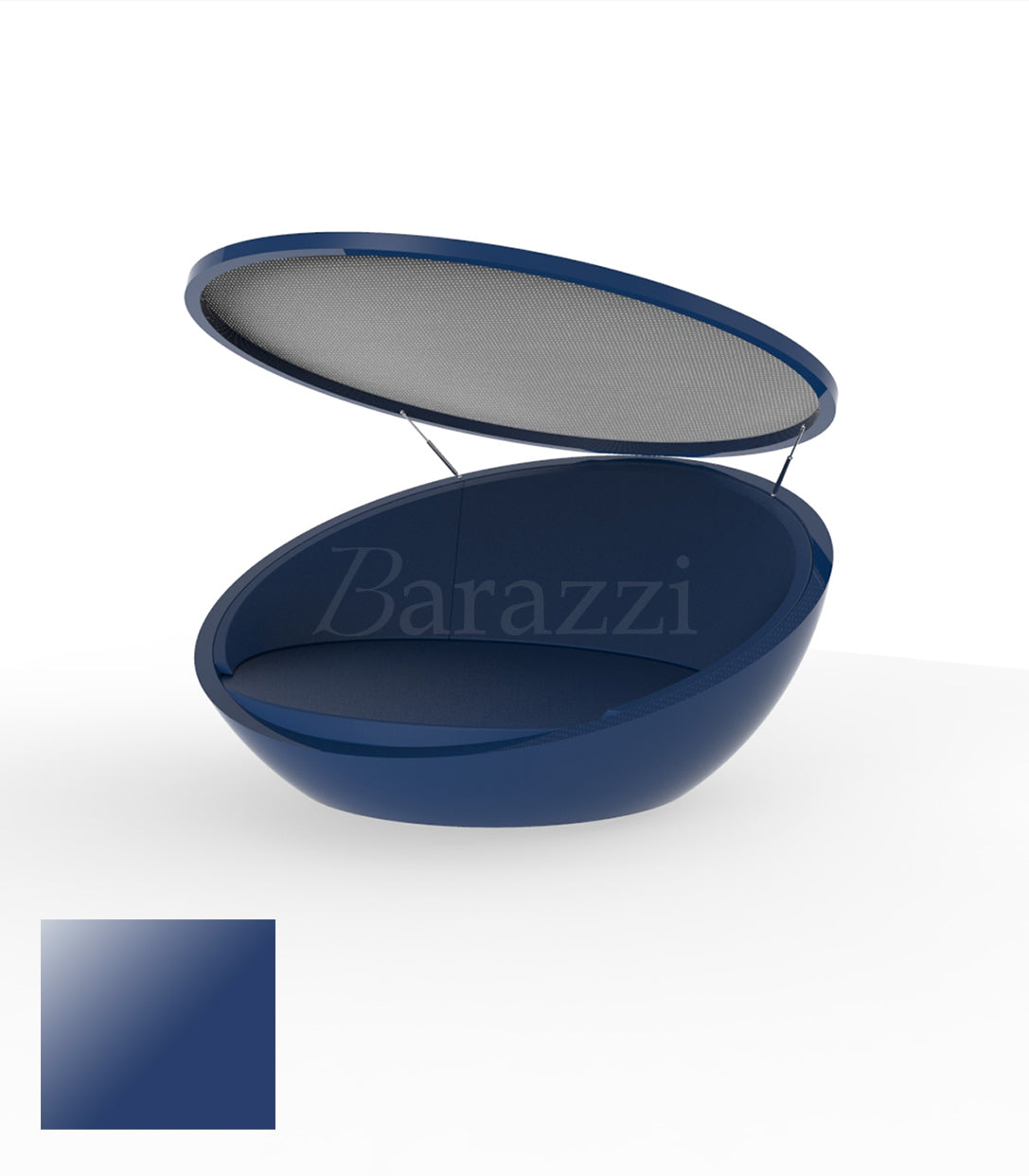 ULM Daybed Round with Parasol Blue Polyethylene Lacquered Vondom