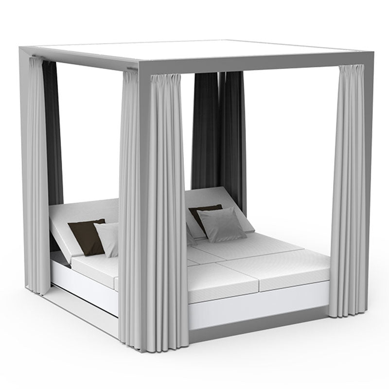 VELA DAYBED Square Tilt x4 Lacquered Pergola with Curtains - VONDOM