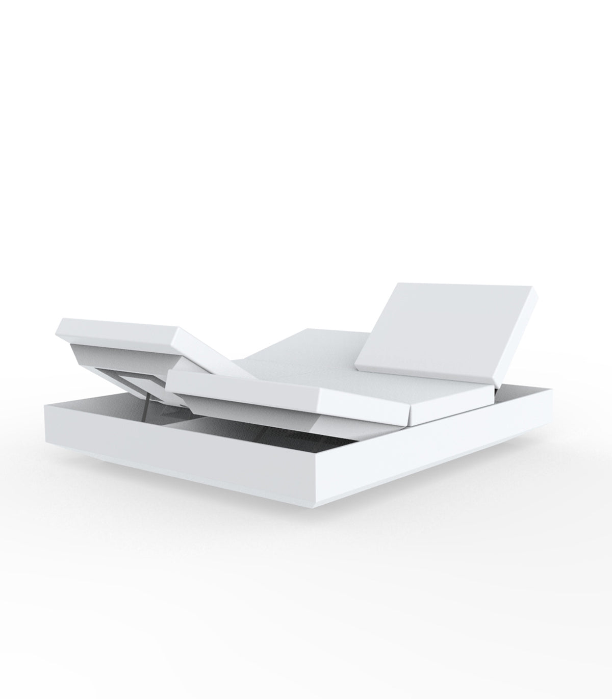 Sunbed Vela Daybed Square Matt Color White Ice by Vondom with 4 Reclining Backrests