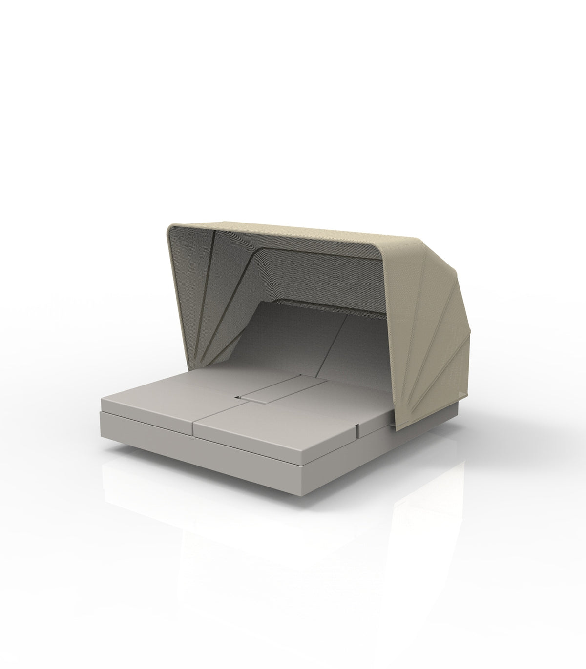 Bain de Soleil 4 Dossiers Taupe Carre avec Parasol Ecru
