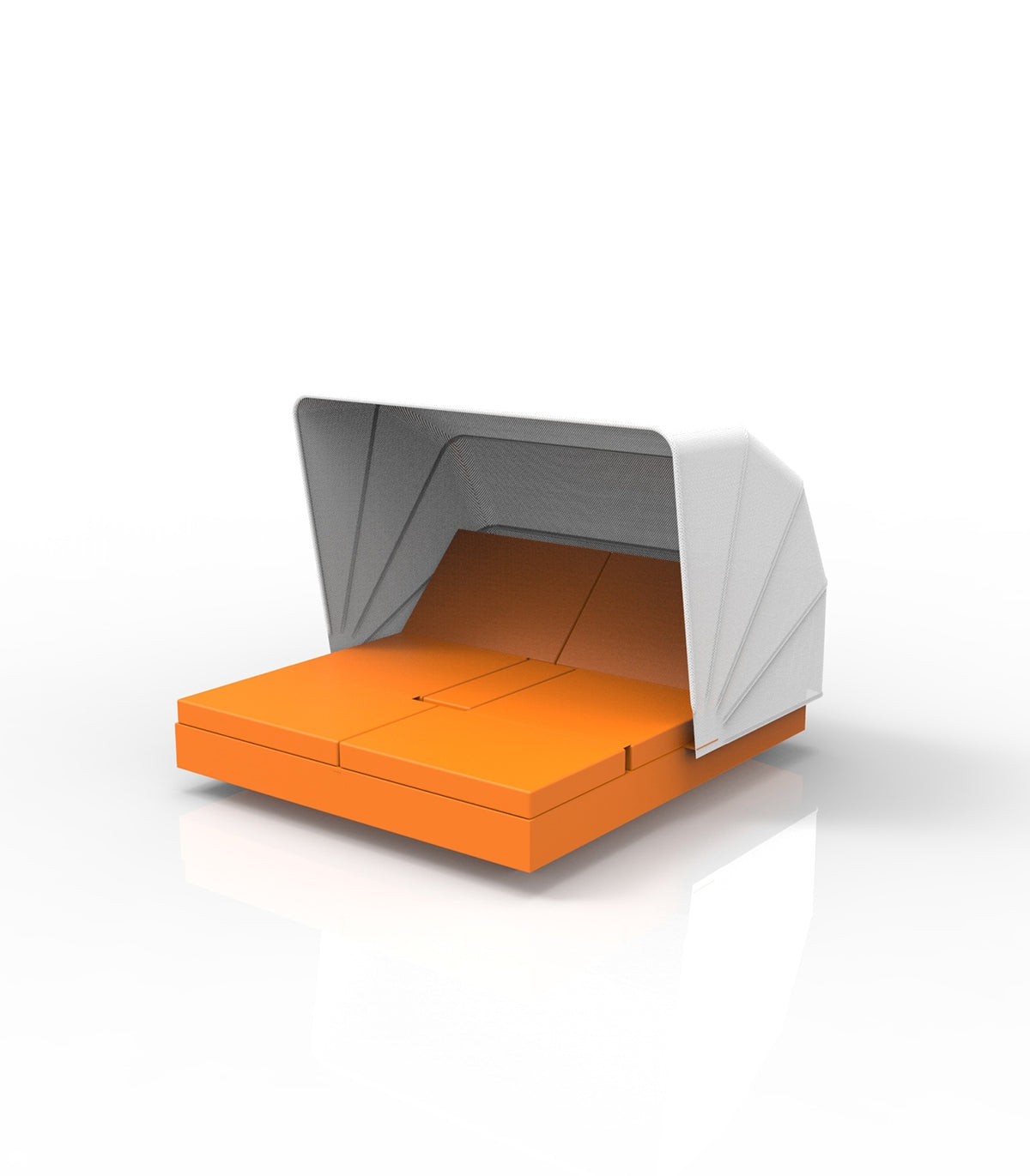Canapé Orange Geant pour Bord de Piscine avec Abri Soleil et 4 Dossiers