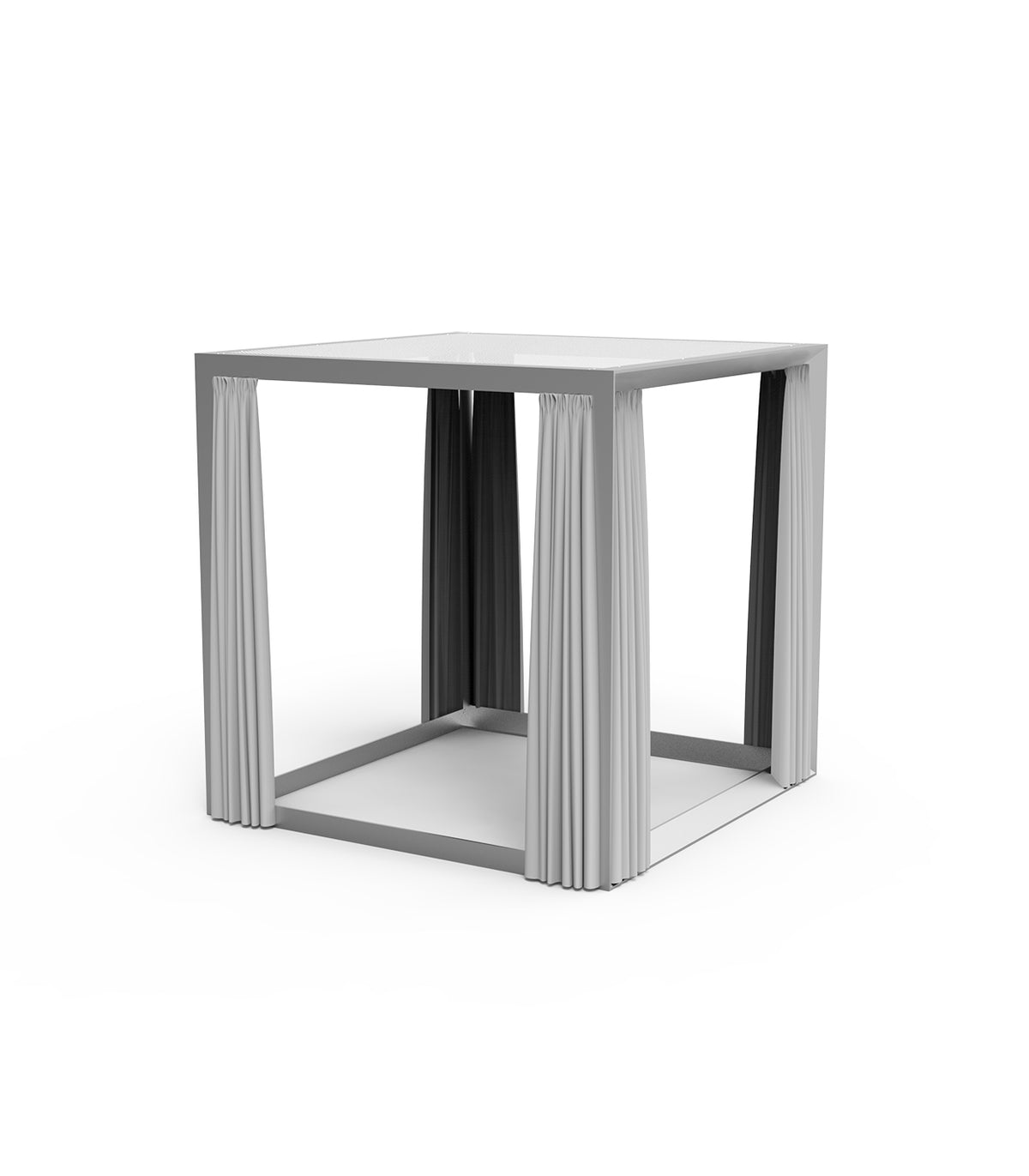 Pergola Cubique avec Rideaux VELA de Vondom Couleur Argenté