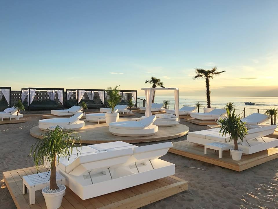 Private Beach Hotel Valencia Spain with Reclining Sunloungers by Vondom
