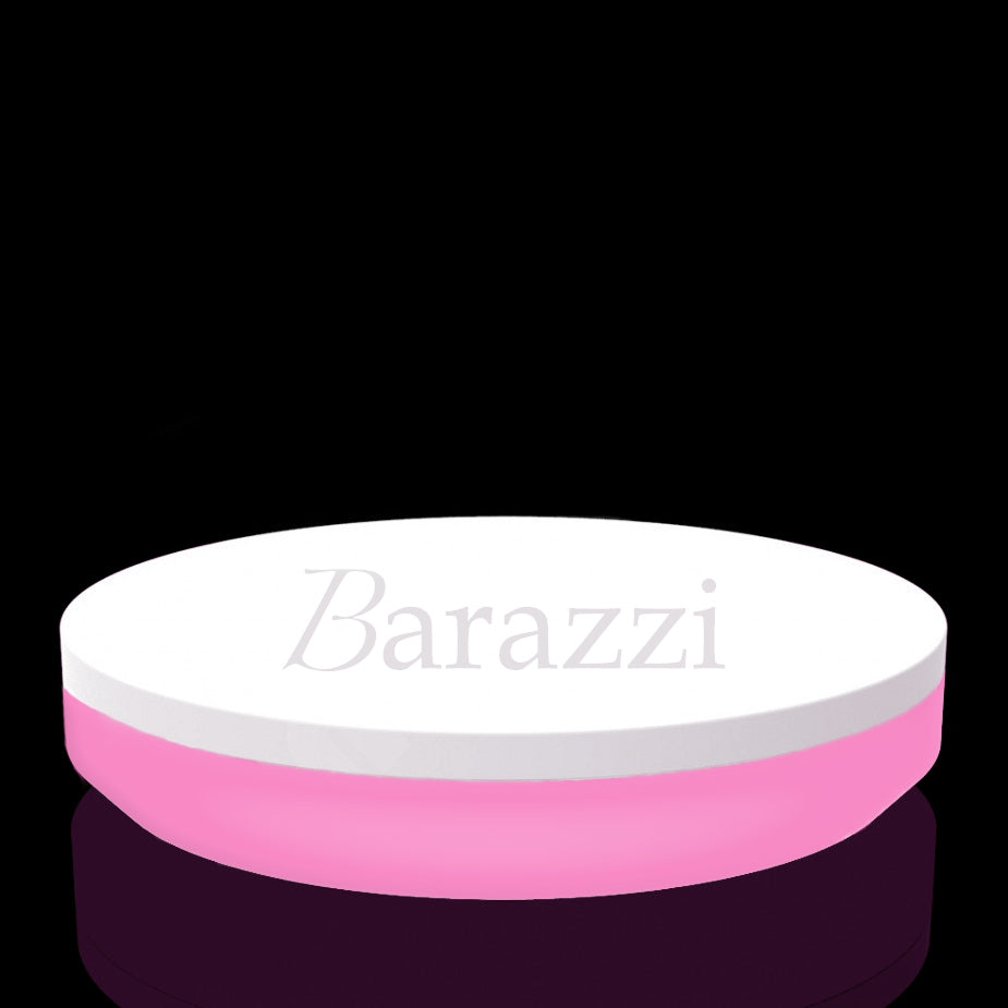 Round Outdoor Chaise Lounge with RGBW LED Light (shown here in pink light). Illustration image