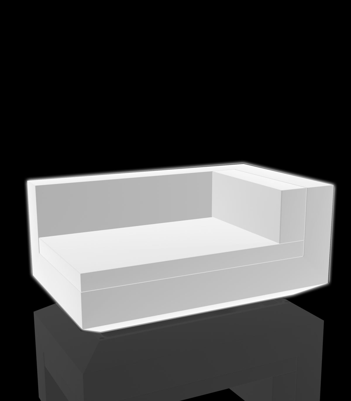 Vela Sofa Chaiselongue RGB par Vondom. Meridienne droite en version lumineuse multicolore