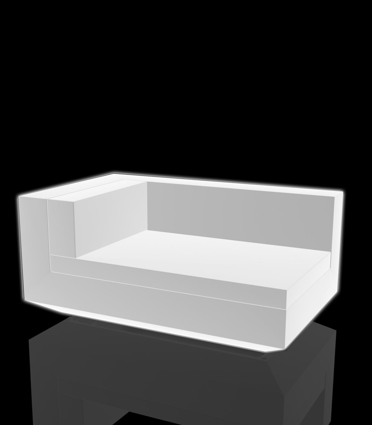 Vela Sofa Chaiselongue Left LED White by Vondom. Left Chaiselongue in white luminous version