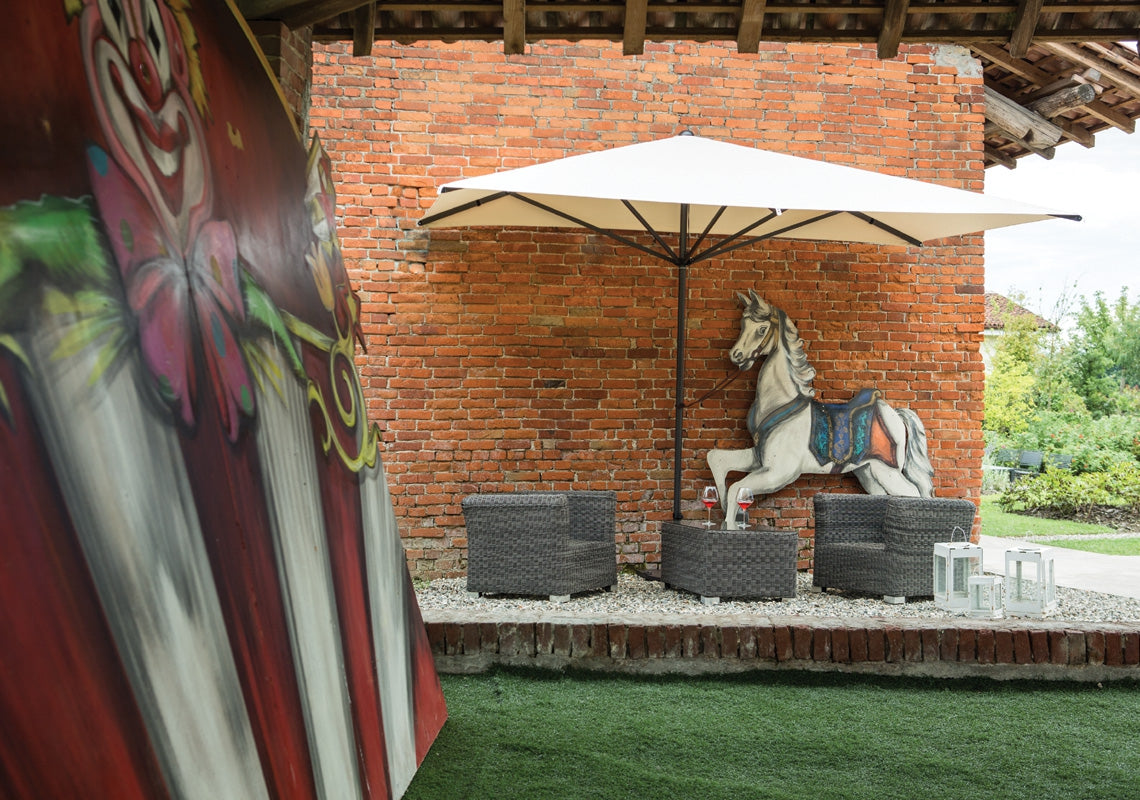 Wall Half Umbrella for Space-Saving Against a Wall