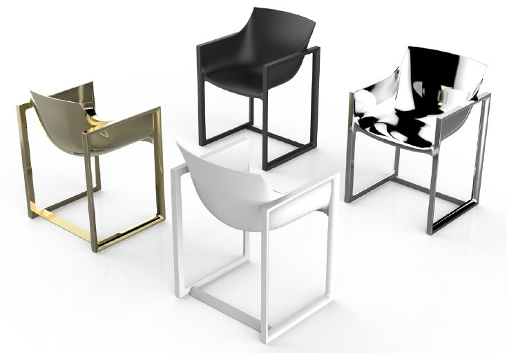 WALL STREET GOLD et SILVER Sieges de Restaurant Exterieur Chrome Argent Dore Vondom